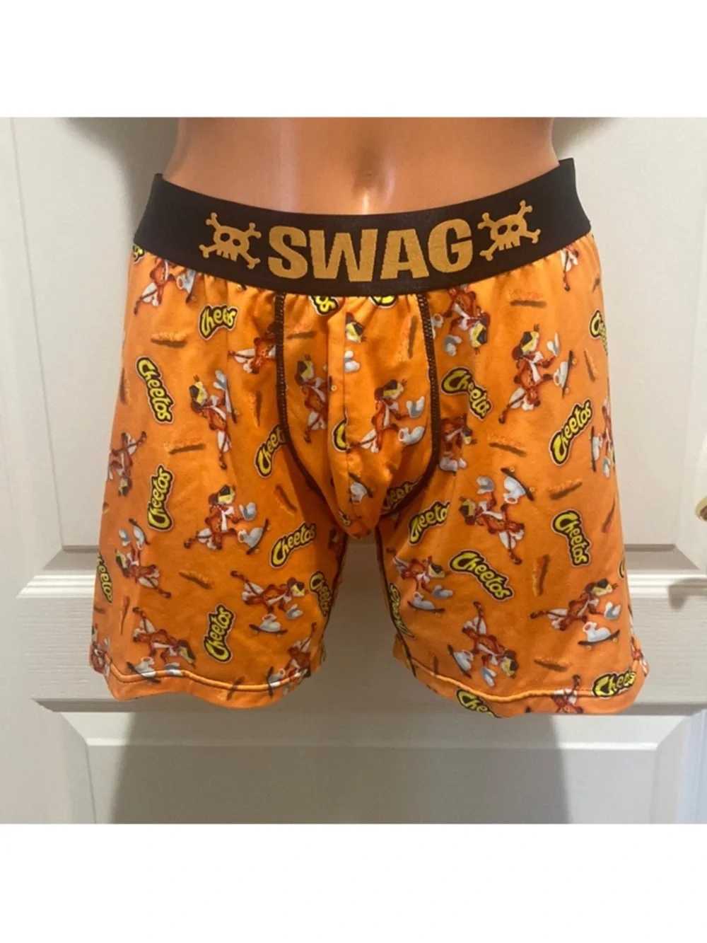 PEPSI CO SWAG CHEETOS Men’s Brief shorts M Medium NWOT Orange Black